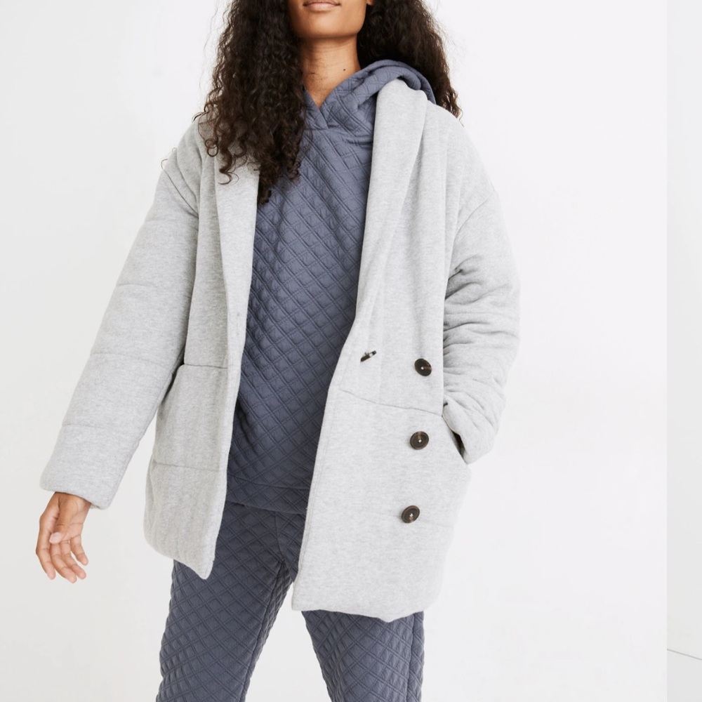 Madewell Light Gray Sweatshirt Puffer Coat Jacket Size Medium